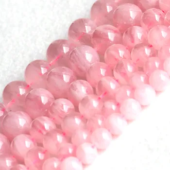 

Natural Round Pink Madagascar Rose Quartzs Beads For Jewelry Making Beads Bracelets For Women 15'' Needlework DIY Beads