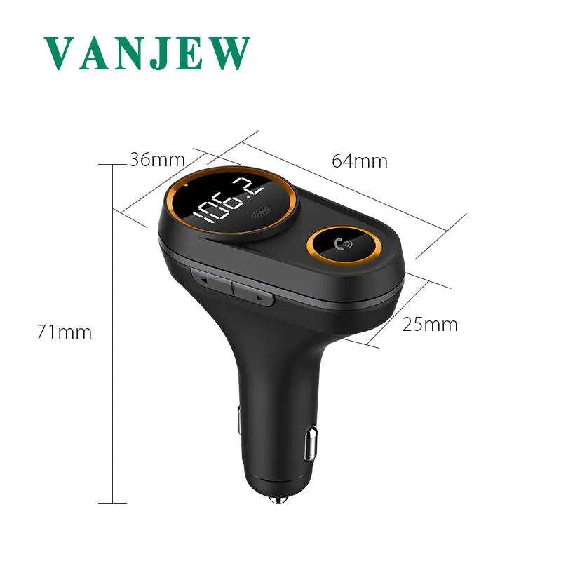 VANJEW C43 Bluetooth FM Transmitter 5V/4.8A Car Charger FM Modulator MP3 Audio Player transmitters Handsfree Call 2 USB Charger VANJEW C43 Bluetooth FM Transmitter 5V/4.8A Car Charger FM Modulator MP3 Audio Player transmitters Handsfree Call 2 USB Charger