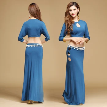 

2016 Modal Real Women Cotton Woman Belly Dance Suits Top&skirt With Safety Pants Bellydance Costume Professionals T717