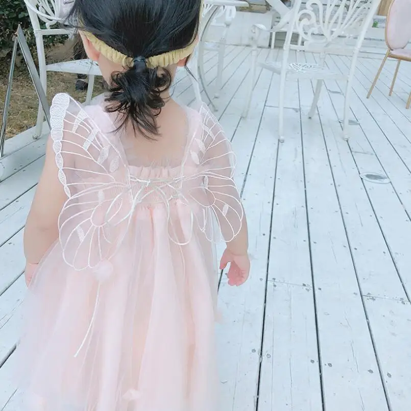 2019 Summer Toddler Baby Girls Clothes Angel Wings Mesh Vestidos