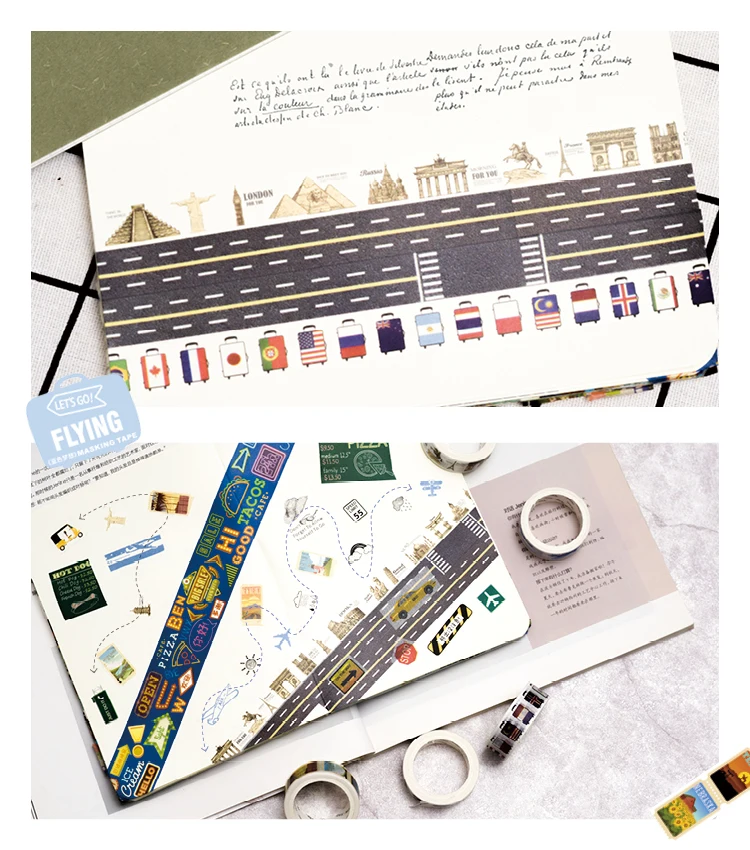 12 видов стилей ретро город планирования путешествий путешественник декоративный скотч Washi для художественного оформления ногтей, ручная