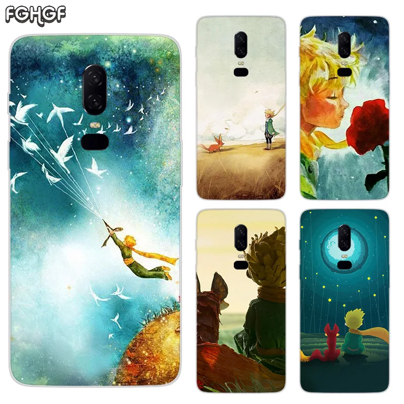 

Luxury Soft TPU Silicone Phone Back Case For OnePlus 5 5T 6T 6 Frosted Fundas Printed Cover Coque Lovely the Little Prince fox