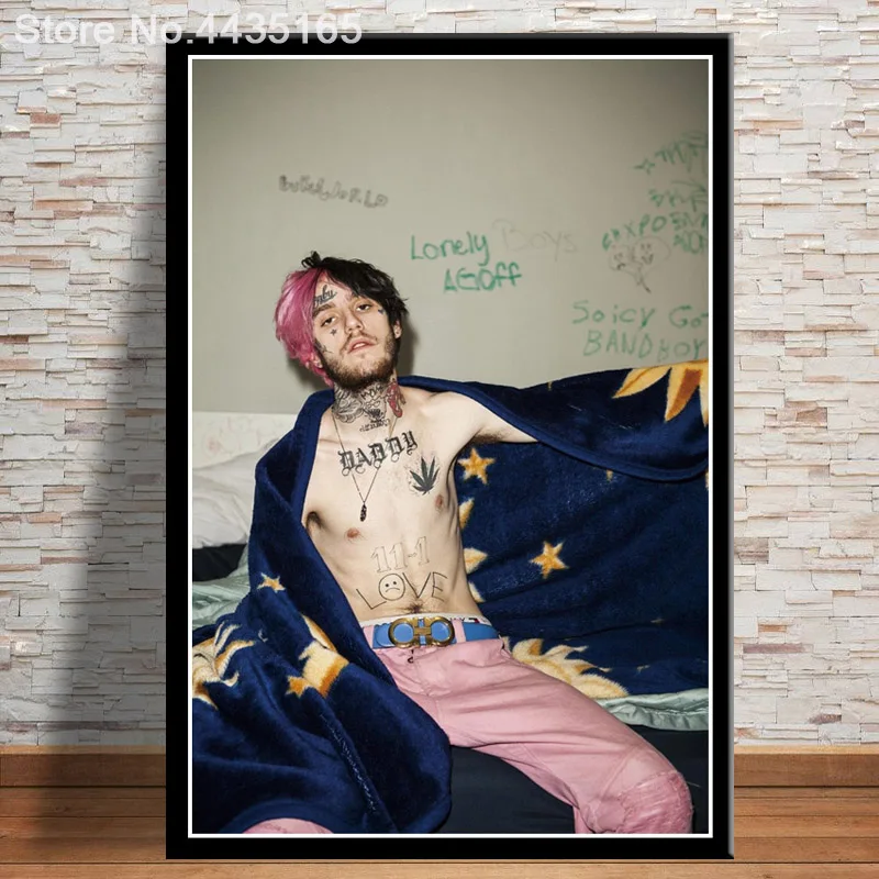 Плакат Lil Peep R.I.P Рэппер музыка ПЕВЕЦ звезда холст живопись стены искусство картина плакаты и принты декоративные для гостиной - Цвет: Светло-желтый