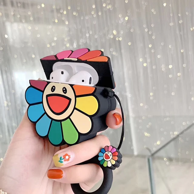 3D Takashi Murakami Kaikai Kiki цвета радуги с цветочным рисунком наушники чехол для Apple Airpods 1/2/3 силиконовые насадки для наушников для airpods pro