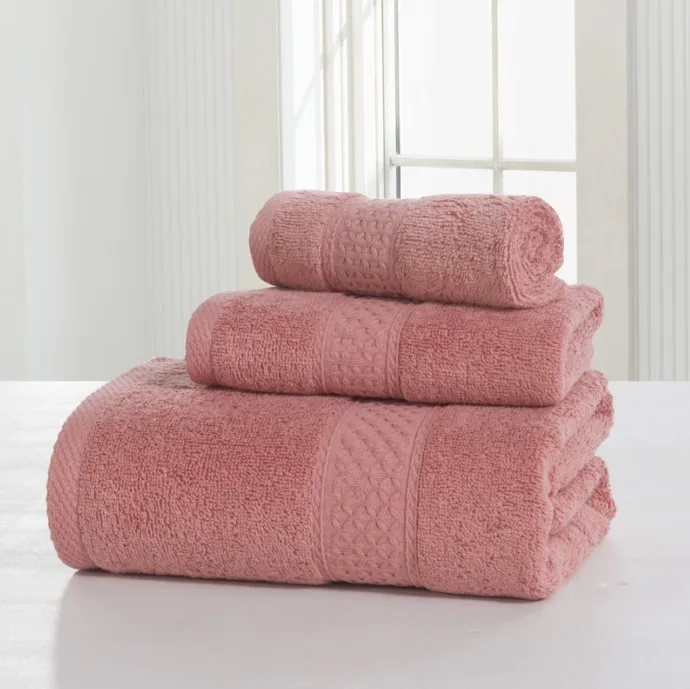 QI JIE набор хлопковых полотенец из 3 предметов Одноцветный банное полотенце для взрослых банное полотенце s ручной банное полотенце 360GSM - Цвет: 09