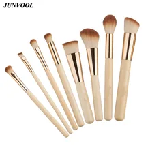 8pcs Bamboo Makeup Brushes Kit Natural Soft Bristles Foundation Blush Eyeshadow Cosmetic Brush Make Up Tool