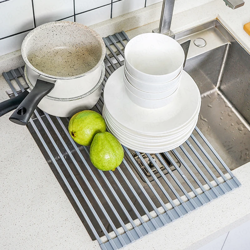 

Silicone Foldable Drain Rack Sink Storage Rack Dish Kitchen Sink Bowl Rack Drain Basket Rack Does Not Rust