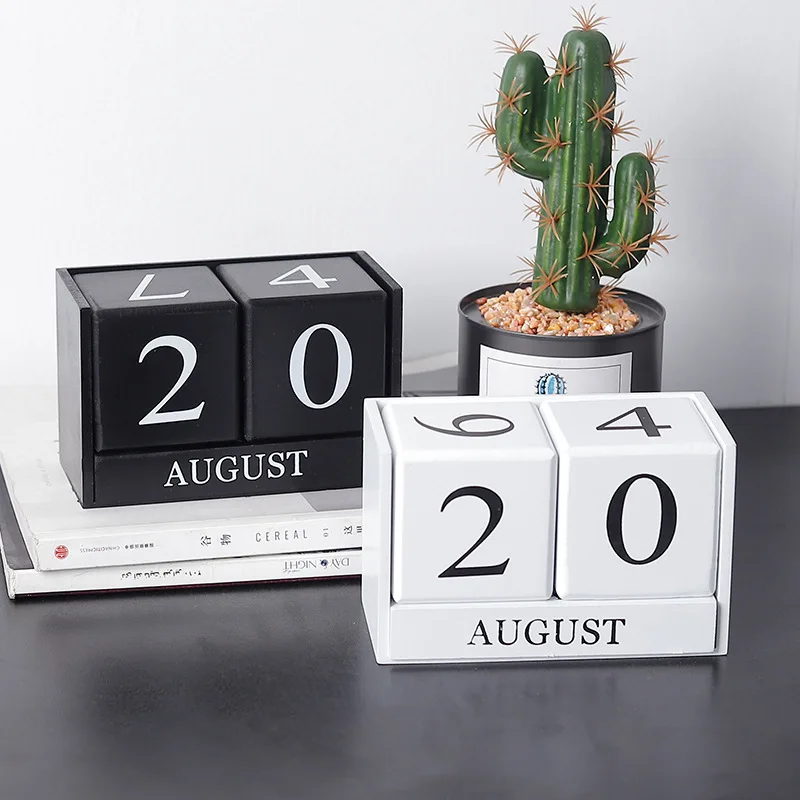 Wooden Creative Desktop Manual Small Calendar Ornaments Home Study Desk Decoration Ornaments