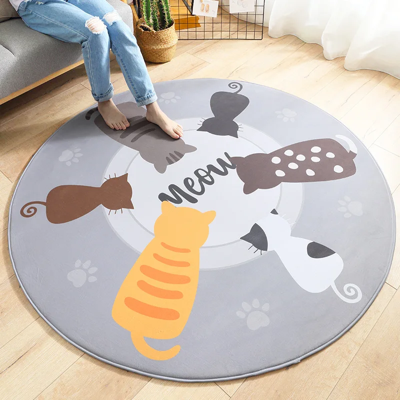 

Cartoon Flannel Round Carpet Soft Cute Carpet Kids Room Computer Chair Round Rug Children Play Tent Rugs Cloakroom Carpets