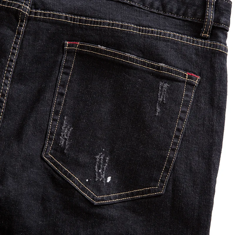 Большие размеры плюс XXL-7XL GXXH Брендовые мужские джинсы классические мужские повседневные джинсовые брюки с дырками мужские черные джинсовые брюки 4XL 5XL 6XL