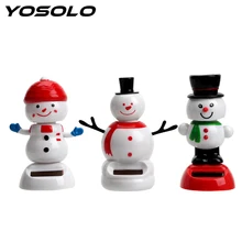 YOSOLO Танцующая игрушка на солнечных батареях, Рождественский Снеговик, автомобиль, украшение, милый качающийся кукла, украшение приборной панели