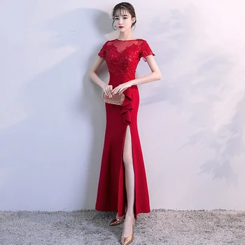 

Oriental Womens Evening Cheongsam Wedding Party Dress Traditional Chinese Style Elegant Qipao Long Gowns Retro Vestido XS-XXXL