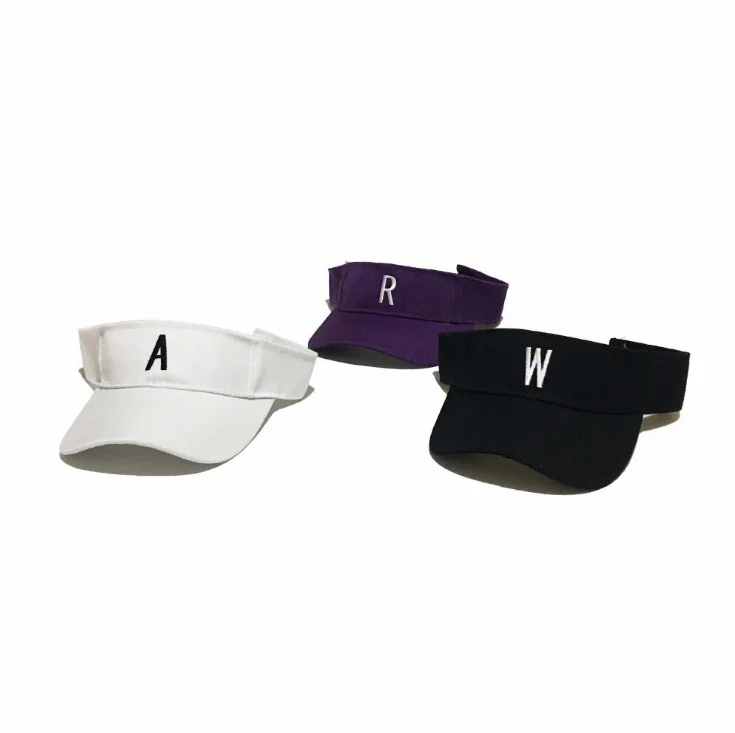 

2018 Summer Unisex Cotton Empty Top Hat Adjustment Sun Visor Hat Embroidery Letters Sport Beach Caps