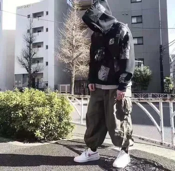 

QoolXCWear 2019 Autumn Winter New Trousers Men Loose Cargo Pants Multiple Pocket Streetwear Pants women/ men Pants drawstring