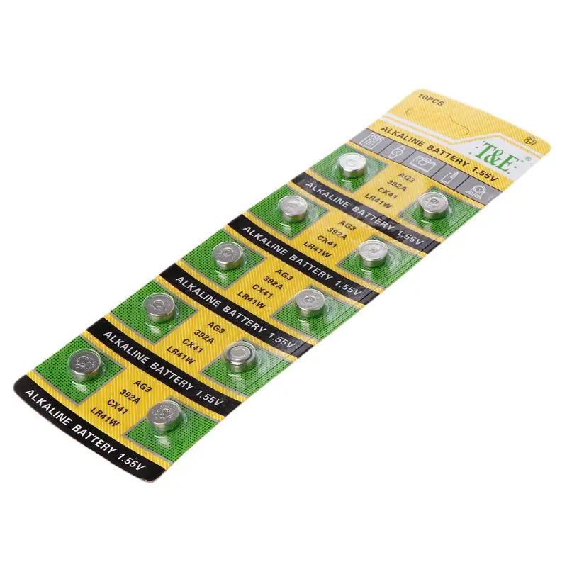 

10PCS Cell Coin Alkaline Battery AG3 1.55V Button Batteries SR41 192 L736 384 SR41SW CX41 LR41 392 Lamp Chain Finger Light Watch