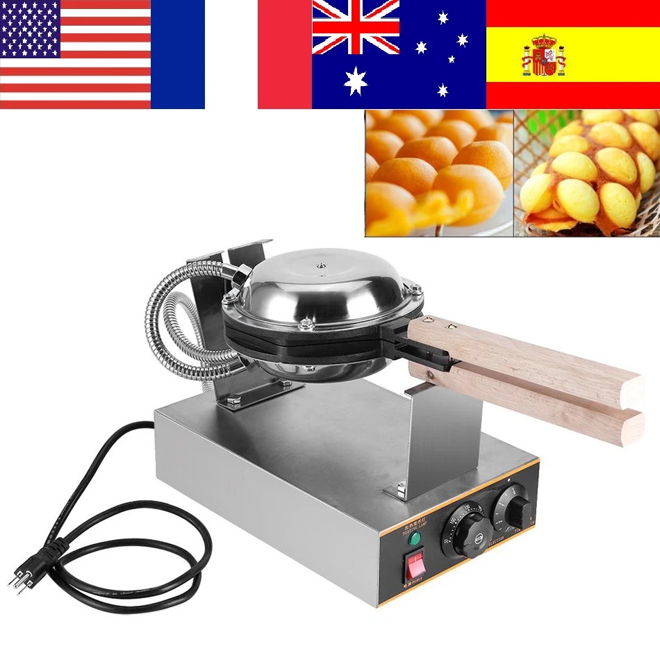 

Professional Commercial Electric Egg Bubble Waffle Maker Machine Eggettes Puff Cake Maker Machine Bubble Egg Cake Oven US Plug