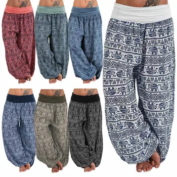 

New Fashion Women Ladies Printed Band Width Loose Leg Pants Women's Casual Harem Pants Wholesale Free Ship брюки женские Z4