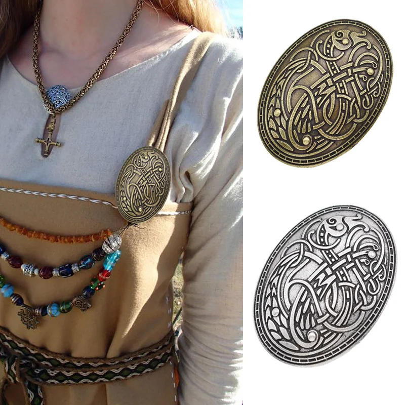 Viking Were wolf Carved Rune Ethnic Peace Brooch Totem Badge gold silver Cosplay Corsage Brooches Jewelry for women