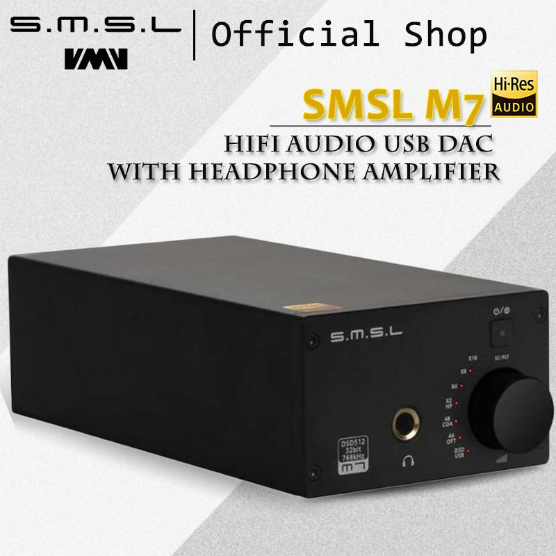 SMSL M7 Hifi аудио USB ЦАП с усилителем для наушников родной DSD512 оптический
