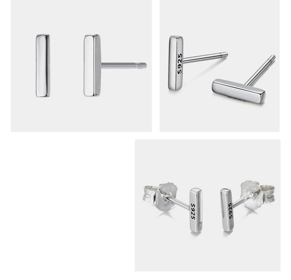 E-Manco простые геометрические Т-образные серьги-гвоздики для женщин, хорошее ювелирное изделие, квадратные 925 пробы, серебряные серьги, минимализм