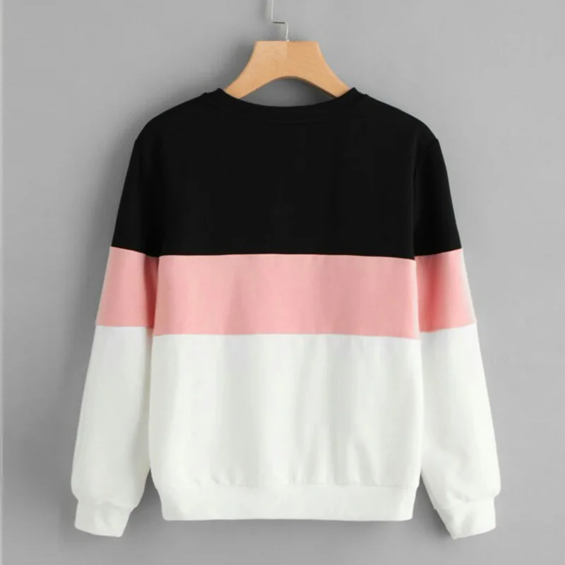 

Women O-neck Long Sleeve Sweatshirt Casual Patchwork Pullovers Autumn Sweatshirts Hoodies Streetwear