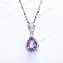 fine jewelry gemstone classic 925 sterling silver natural purple crystal amethyst charm necklace pendant for female kjjeaxcmy fine jewelry 925 sterling silver plated white gold ring pendant deep amethyst necklace set ladies two piece suit