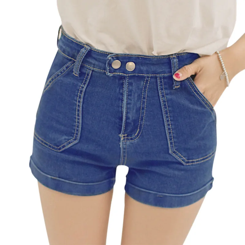 high waisted denim shorts with buttons