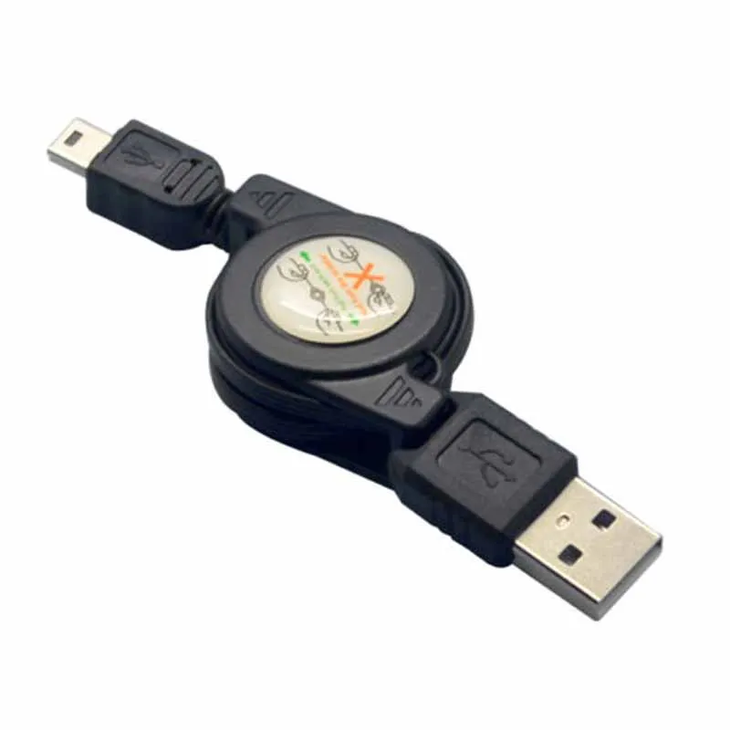 10 قطعة حار أسود قابل للسحب USB لذكر ميني USB B 5Pin مزامنة كابل بيانات