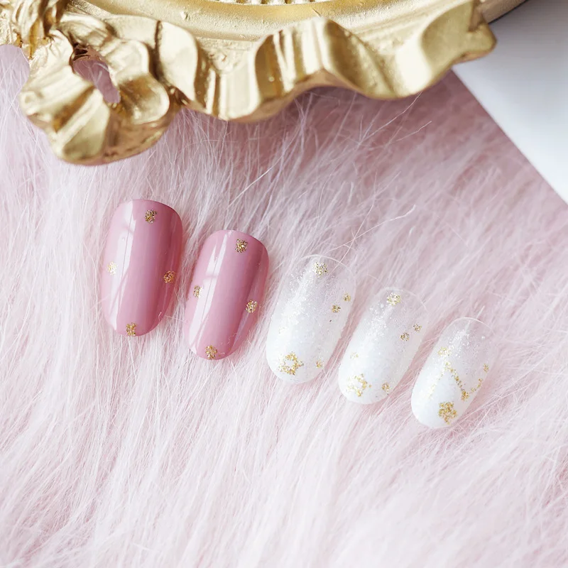 24 шт розовые накладные ногти полное покрытие искусственные накладные ногти нажмите на кончики для ногтей Золотая Звезда Дизайн Длинные кончики для дизайна ногтей с клеем, стикер