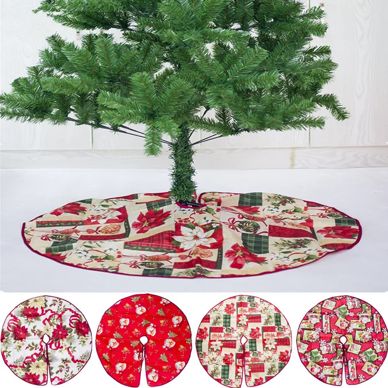 24/35inch Christmas Tree Skirt Decor Cartoon Santa Claus Tree Skirts