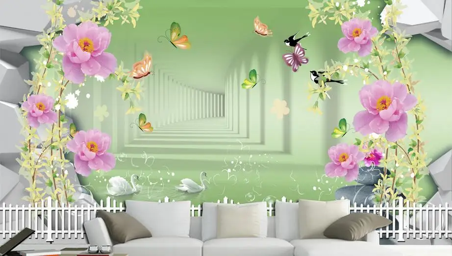 

custom 3d wall mural wallpaper photo Roses pastoral style TV background wall murals wallpapers for living room bedroom