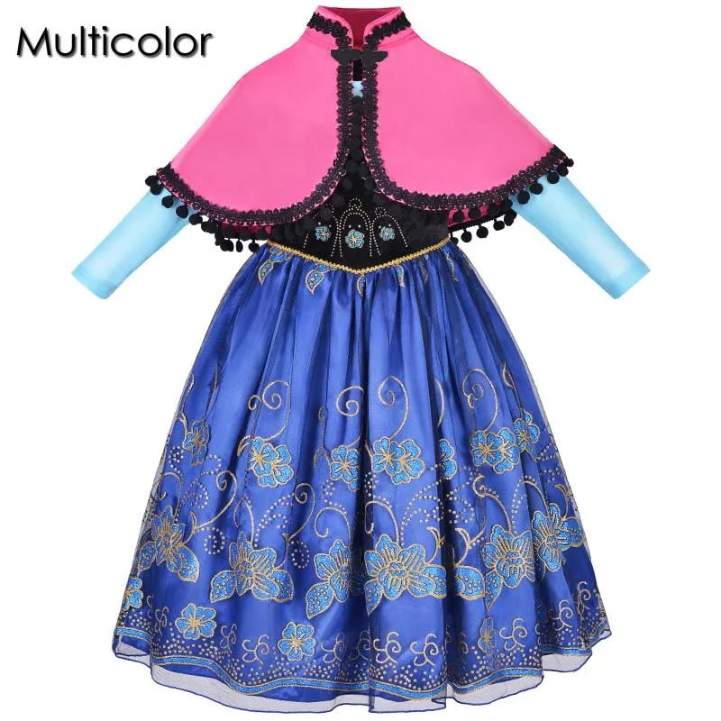 

Baby Kids Clothes Girls Dress for Children Girls Princess Anna Elsa Dress Embroidered Tutu Girl Holiday Print Stitching Dress