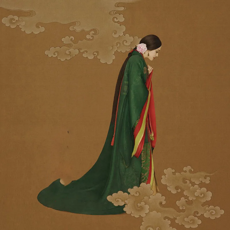 Костюм принцессы Sun Li Green костюм с хвостом тисненым ханьфу ТВ игра легендарный Mi Yue