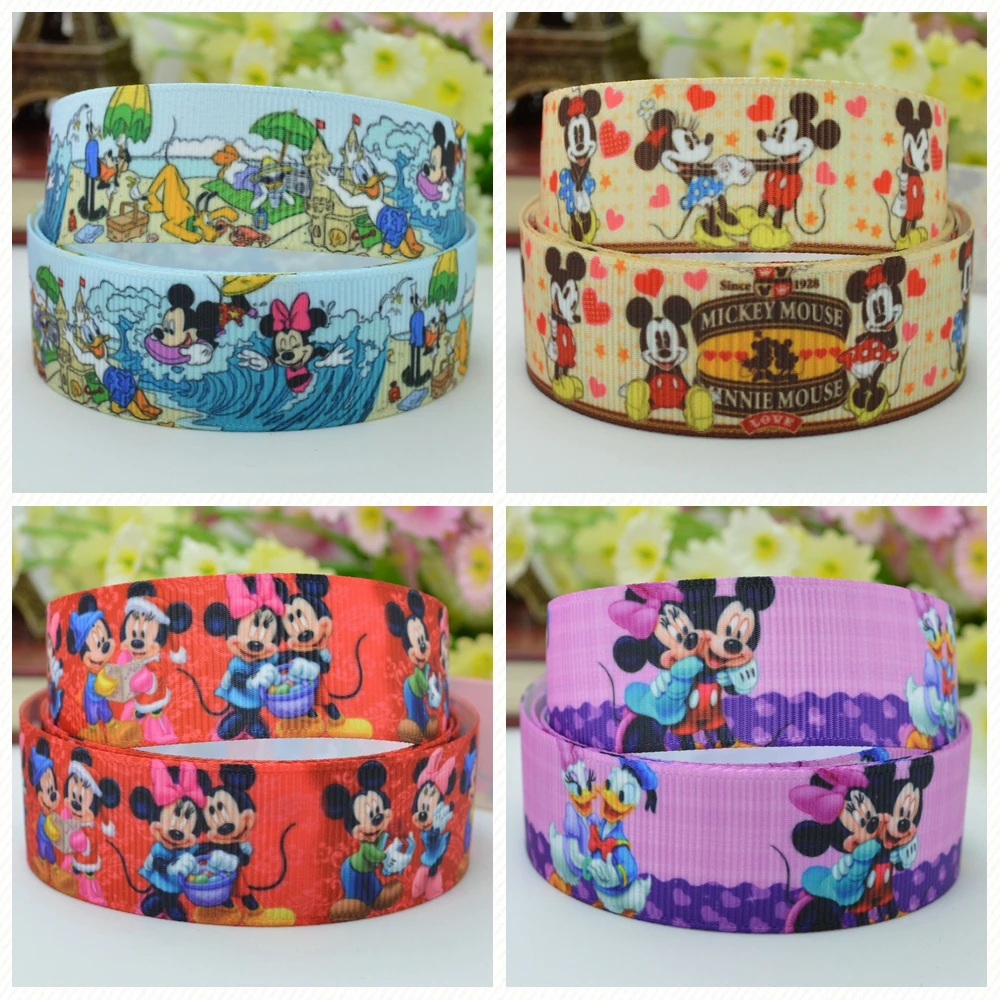DUWES 7/8 &quot22 мм 2 5 10 20 50 ярдов Микки мультфильм напечатал grosgrain ленты волос лук DIY