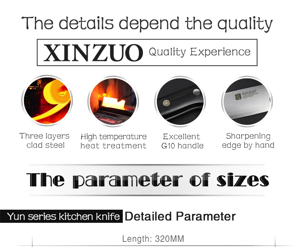 XINZUO 7 ''нож для нарезки 3 слоя 440C, обшитые стальными кухонными ножами из нержавеющей стали, поварской нож Nikiri, кухонный нож G10 с ручкой