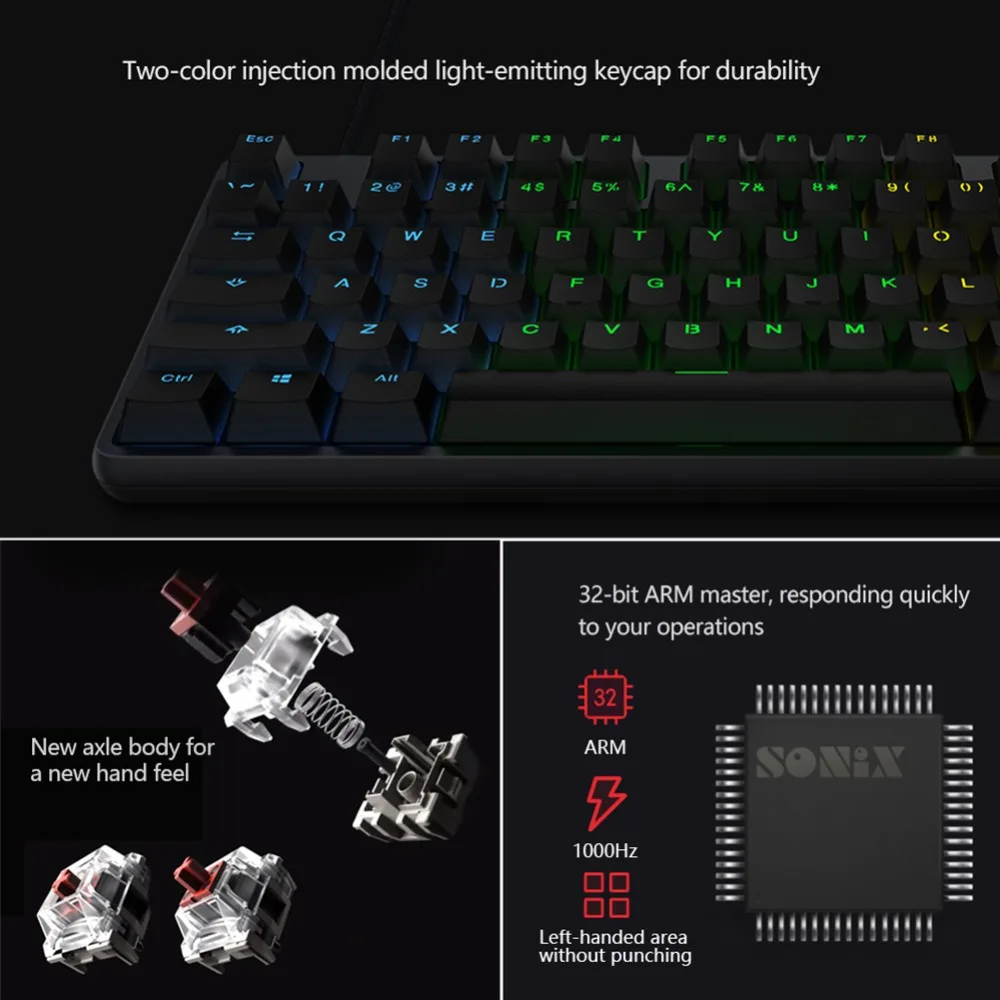 Xiaomi mi Ga нг клавиатура RGB Симфония с подсветкой крышка 104 ключей родился для борьбы