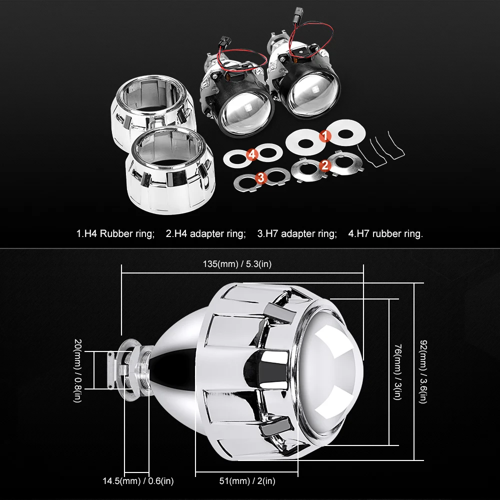 1 шт 2,5 inch Мотоцикл фар Bixenon спрятал объектив проектора Высокая Низкая луч света Применение H1 лампа с H4 H7 адаптер для мотоциклов