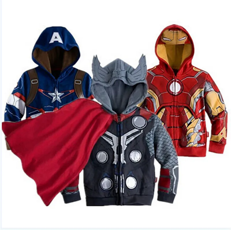 Boy Spring Autumn Cotton Cartoon Long Sleeve Hooded Jacket Kids Fashion Cosplay Jacket Suitable for 3-8 Years Old