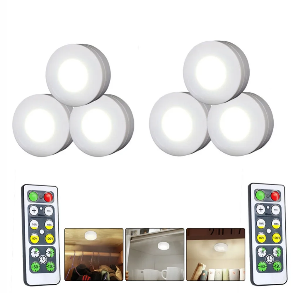 

LumiParty 6 Pcs LED Stylish Closet Light with Remote Control Pat Light Night Lights Under Cabinet Lighting Stair Lamp