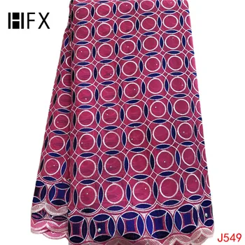 

HFX Nigeria Embroidery High Quality Cotton Lace 5 Yards Fusha Pink/Royal Blue Swiss Voile Lace in Switzerland L549