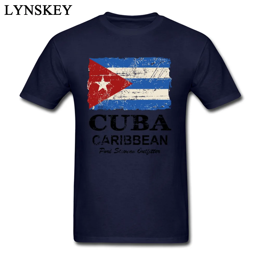Cuba Flag - Vintage Look O-Neck Men T Shirt Summer Autumn Custom Tops T Shirt Short Sleeve Fashionable 100% Cotton Normal Tee Shirts Cuba Flag - Vintage Look navy