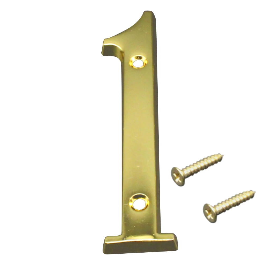 Yellow Golden House Number Big House Door Address Number Digits Aluminum Nail Fixed Big Hotel Office Door Address Sign #0-9
