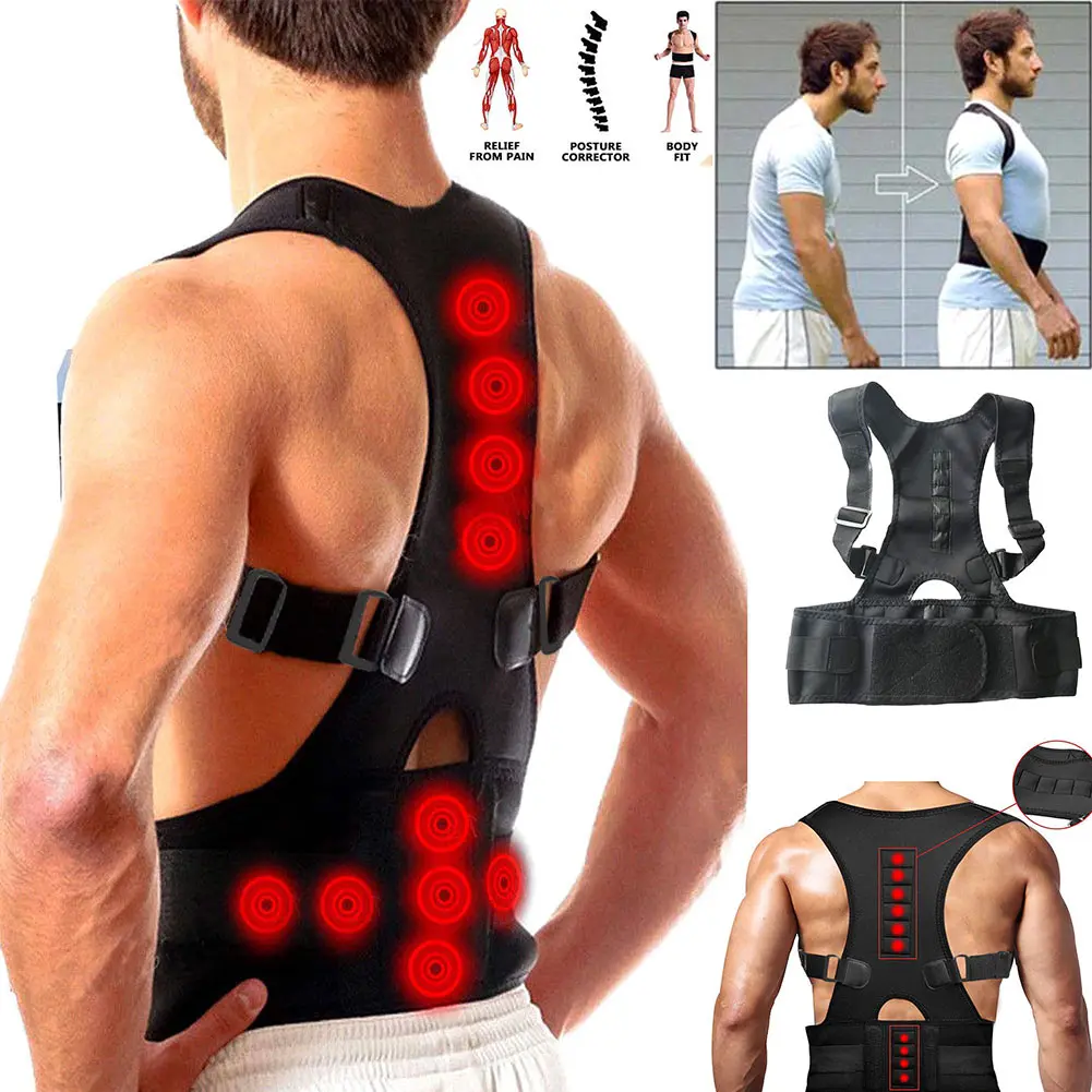 Male Female Adjustable Magnetic Posture Corrector Corset Back Brace Back Belt Lumbar Support Straight Corrector S-XXL TK-ing