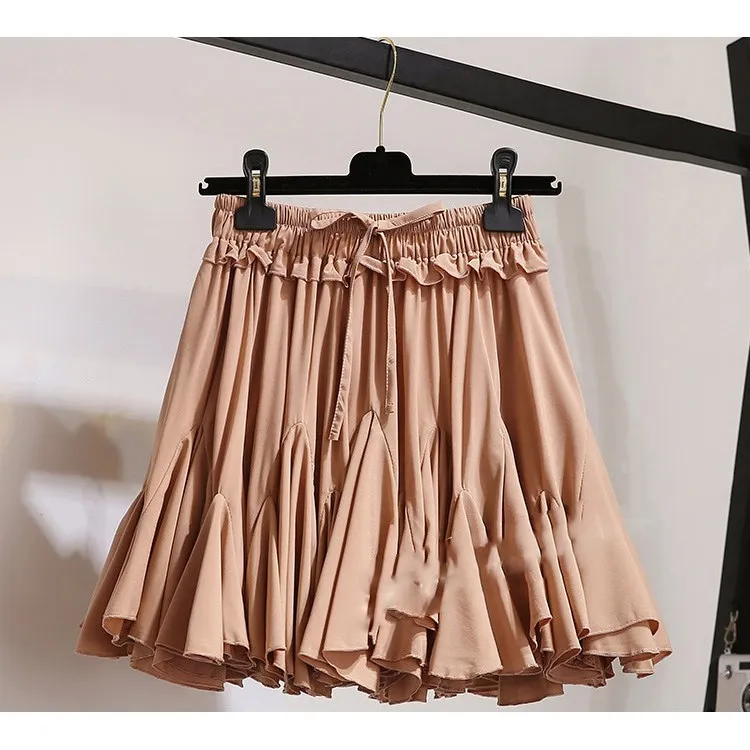 White Black Chiffon Summer Mini Skirts Sashes Women 2019 Fashion Korean High Waist Pleated Tutu