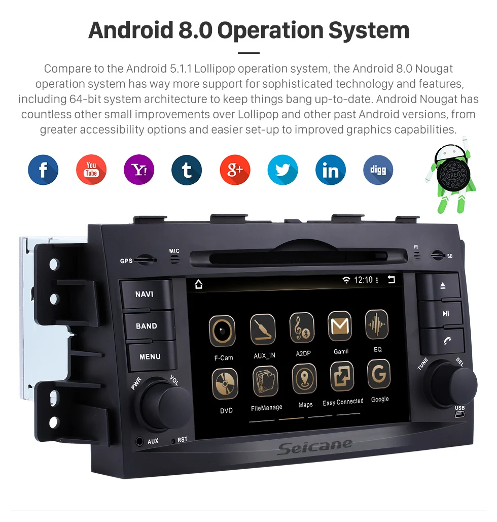 Cheap Clearance Seicane 4GB 8-Core Android 8.0 7inch GPS Car Radio For 2008-2015 KIA BORREGO DVD Multimedia Player 1080P Video Stereo 6