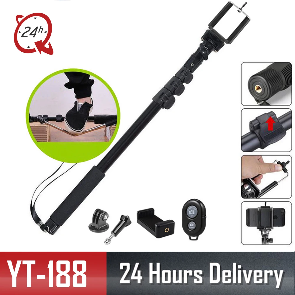 

Yunteng 188 tripod monopod for camera and phone monopod for gopro Good quality Give Bluetooth remote control For youtube