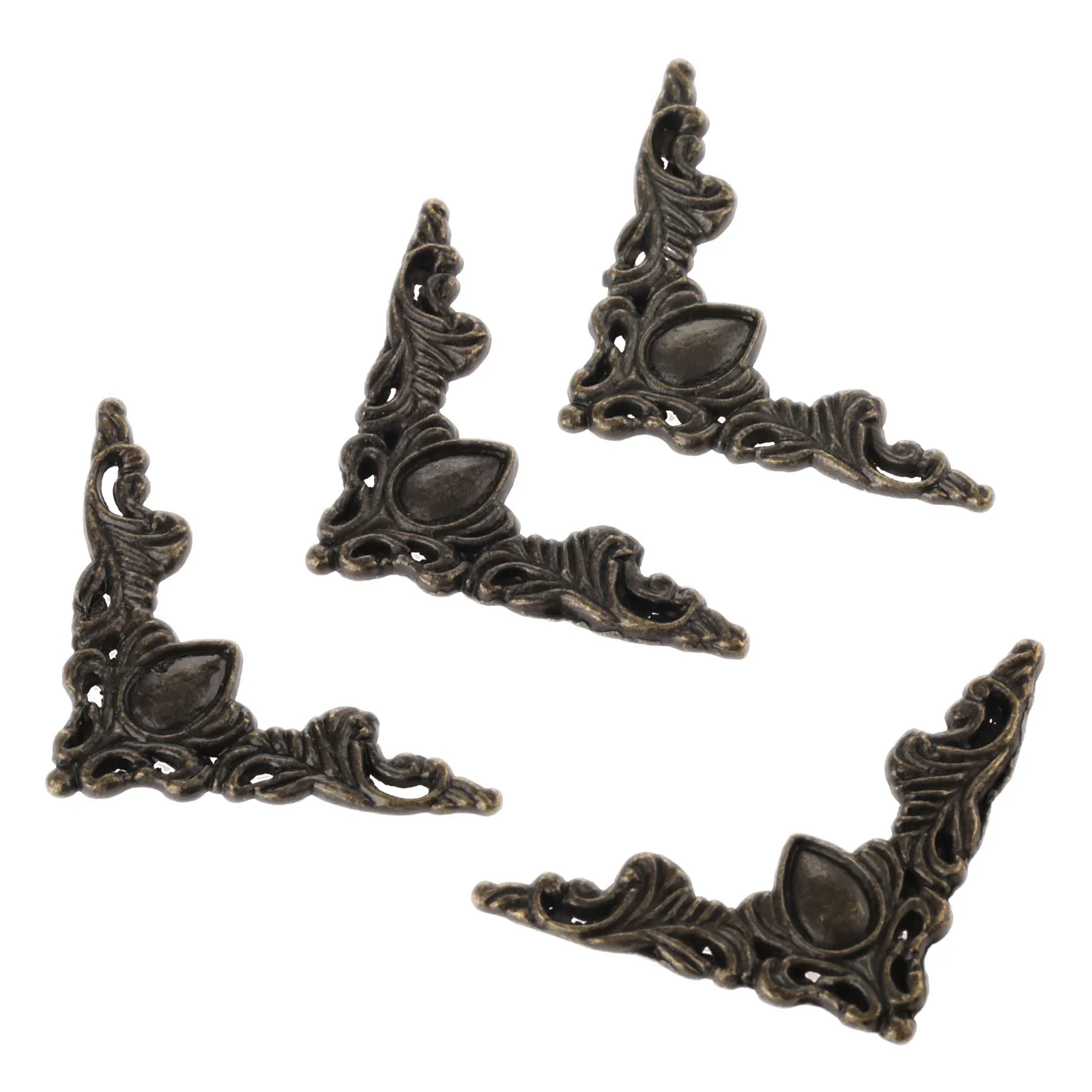 

4Pcs Antique Bronze Jewelry Box Book Corner Bracket Antique Frame Accessories Notebook Menus Decorative Protector 40*40*55*1mm
