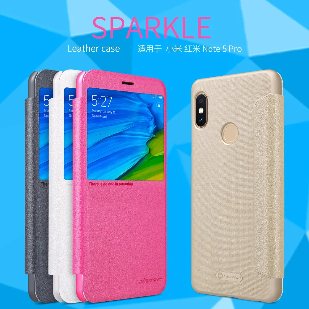 

xiaomi redmi note 5 pro case xiaomi redmi note 5 cover NILLKIN Sparkle super thin smart window flip cover Protective case