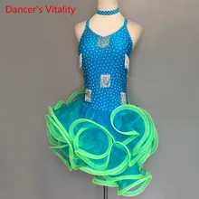 Платье для латинских танцев на заказ для девочек без рукавов с открытой спиной для детей/взрослых, танцевальные сценические костюмы для детей, платье для латинских соревнований