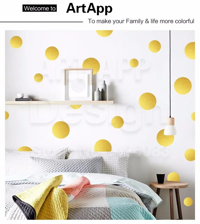 Design with Vinyl Gold A 1081 Polka Dots Quote Home Living Room Bedroom Decor Wall Sticker Decal 10 x 20